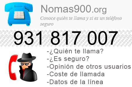 Teléfono 931817007