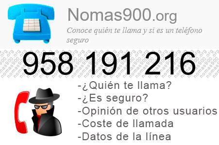 Teléfono 958191216